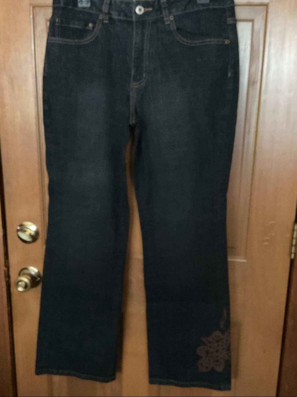 Coldwater Creek Black Jeans with Design on Back Pockets and On Leg